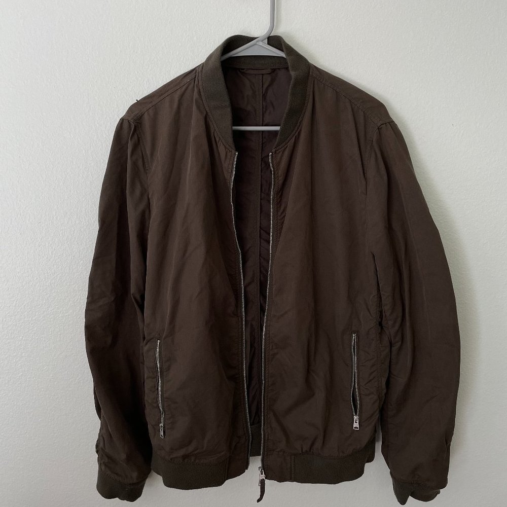 All Saints Bassett Bomber Jacket Small Olive Green